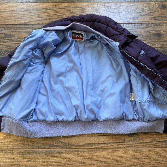 Vintage Levi’s USHGA Hang Gliding Jacket USA Made 70s 80s Plum Blue Puffer 12 - Picture 8 of 13